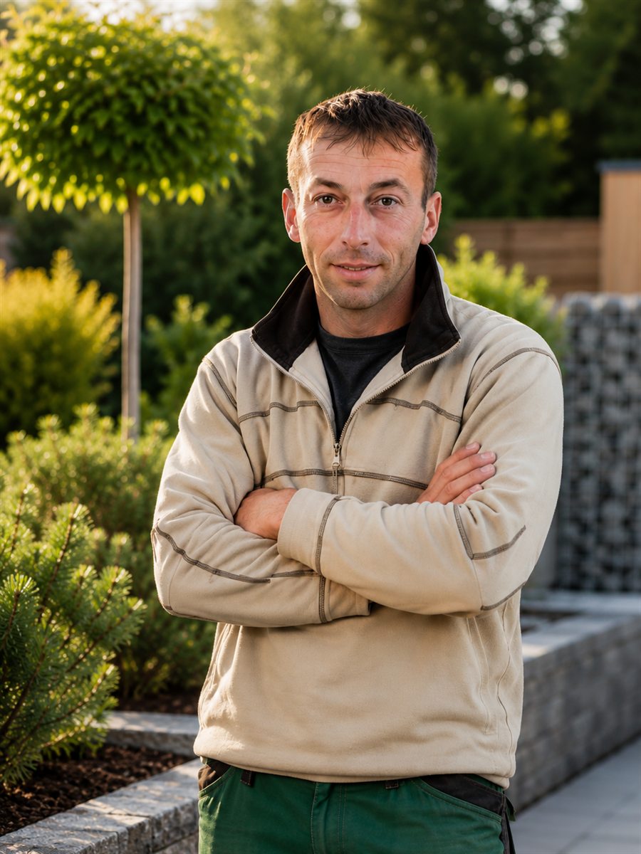 Steffen Pfützner, Inhaber von GaLaBau Ruhner Berge, im Garten
